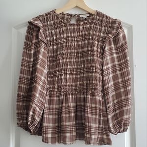 Blu Pepper Plaid Peplum Blouse